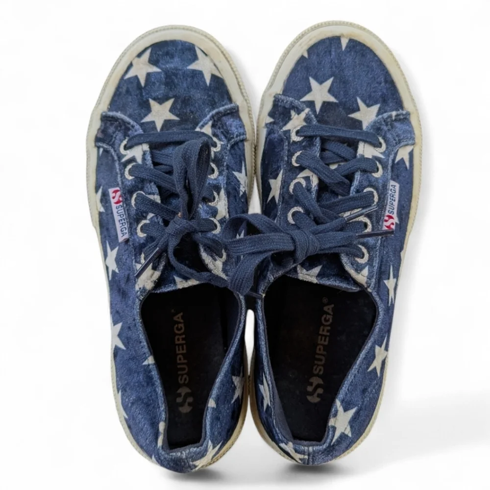 Anthropologie Superga Velvet Stars 90s Grunge Cotu Fantasy Sneakers Women's 6.5